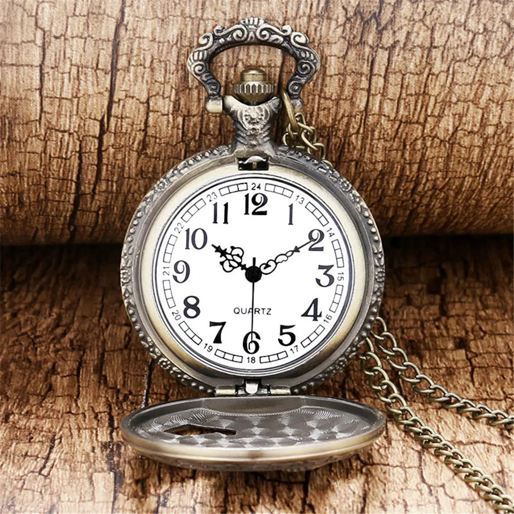Reloj de Bolsillo Águila Bronce – Colgante Collar Cuarzo, Regalo Unisex Vintage