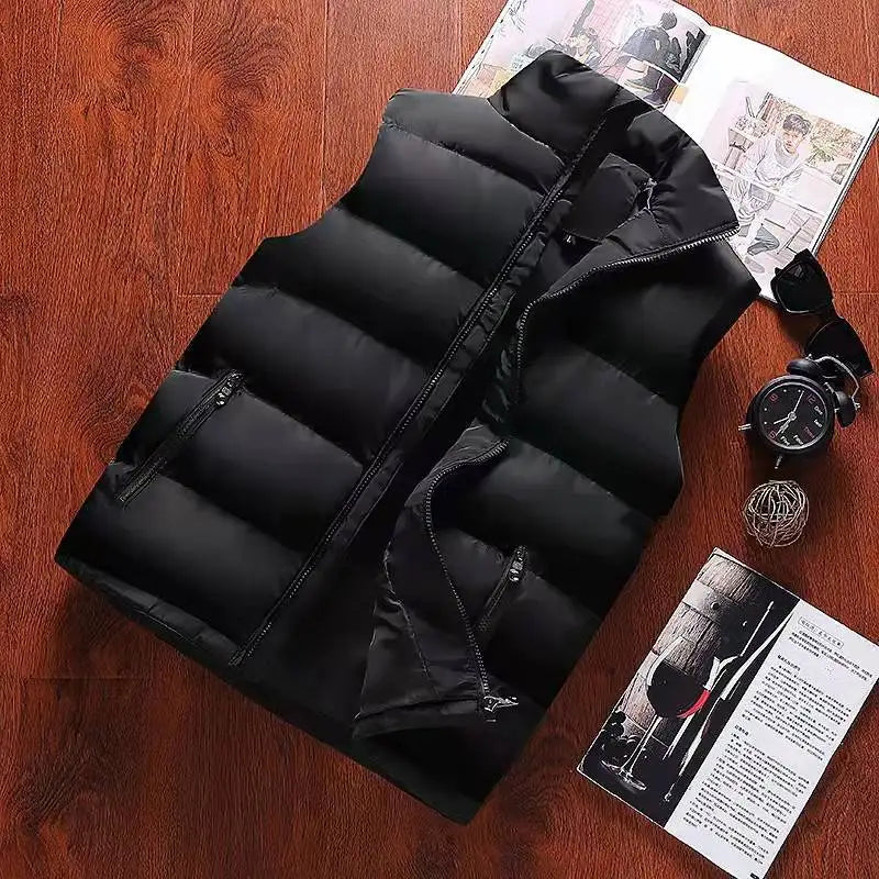 Men's Slim Fit Mandarin Collar Padded Vest – Casual Spring Autumn 2023 Trend