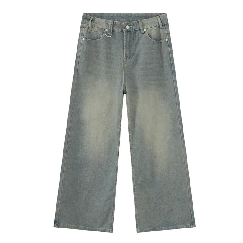 Vaqueros Hombre Camuflaje Pierna Ancha – Denim Casual Vintage Lavado, Talla XS-XL