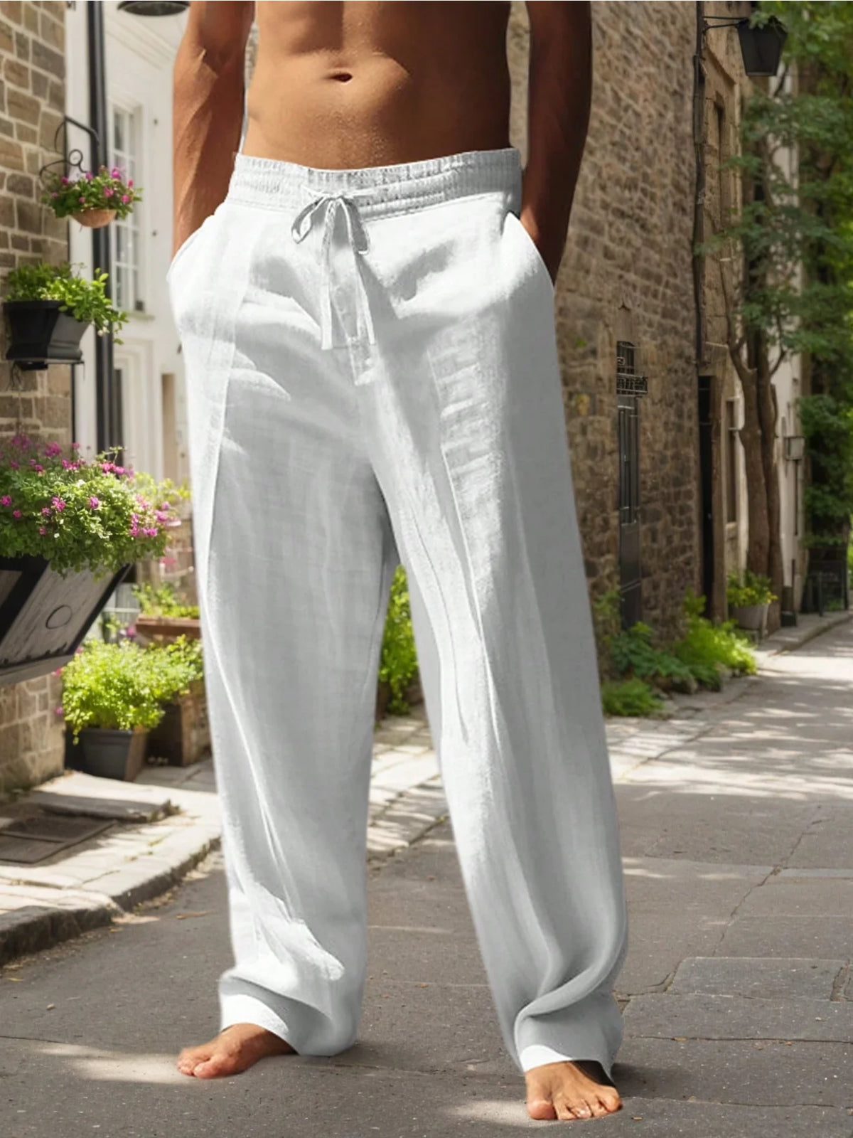 Nuevos pantalones de playa para hombre: pantalones largos holgados, versátiles, de algodón y cáñamo, ideales para el día a día, el ocio al aire libre y el fitness, perfectos para otoño e invierno.