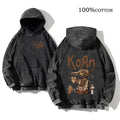 Sudadera Vintage Lavada Korn Rock Band Streetwear