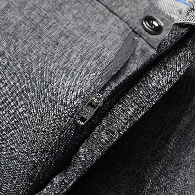 Pantalón Hombre Traje Recto Formal – Elástico Negro Gris Oficina Primavera Otoño