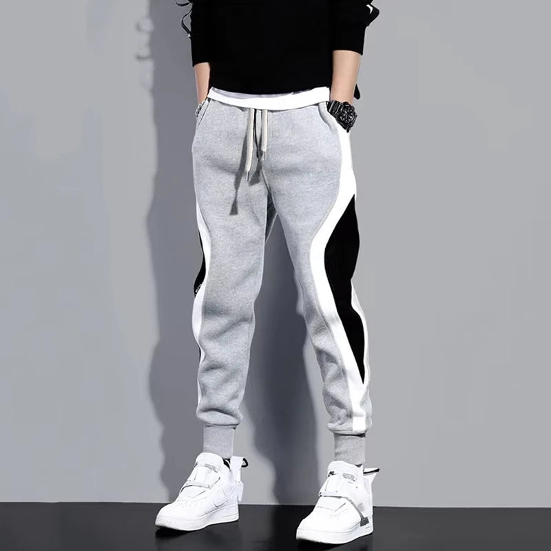 Men's Loose Patchwork Cargo Pants 9/10 – Breathable Elastic Casual Autumn