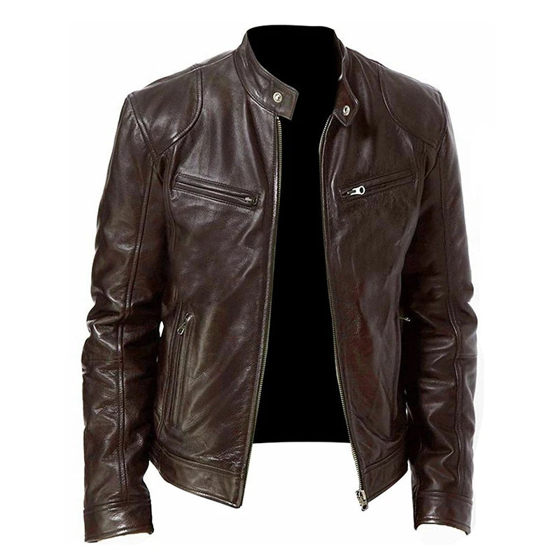 Men's Faux Leather Slim Fit Motorcycle Jacket 2024 – Casual Autumn Fashion Windbreaker Jacket