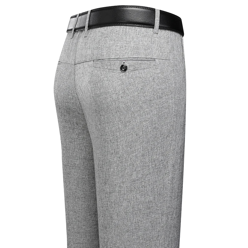 Pantalón Hombre Traje Recto Formal – Elástico Negro Gris Oficina Primavera Otoño