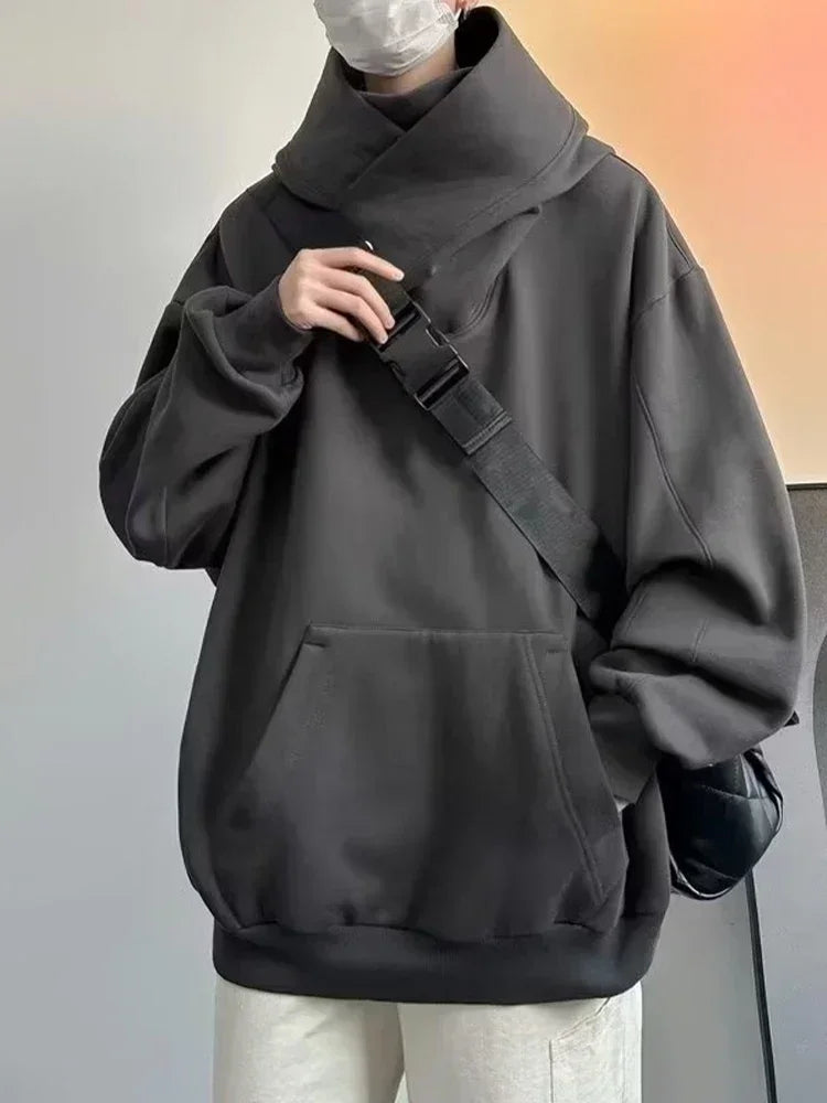 Men's Y2K Oversized Ninja Turtle Turtleneck Hoodie – Vintage Fleece Japanese Hip Hop Streetwear Autumn