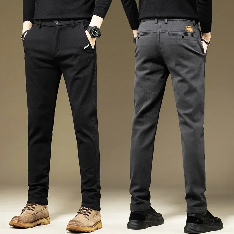Pantalones Hombre KUBRO Algodón Color Liso Corte Recto – Casual Business Trabajo Primavera Otoño