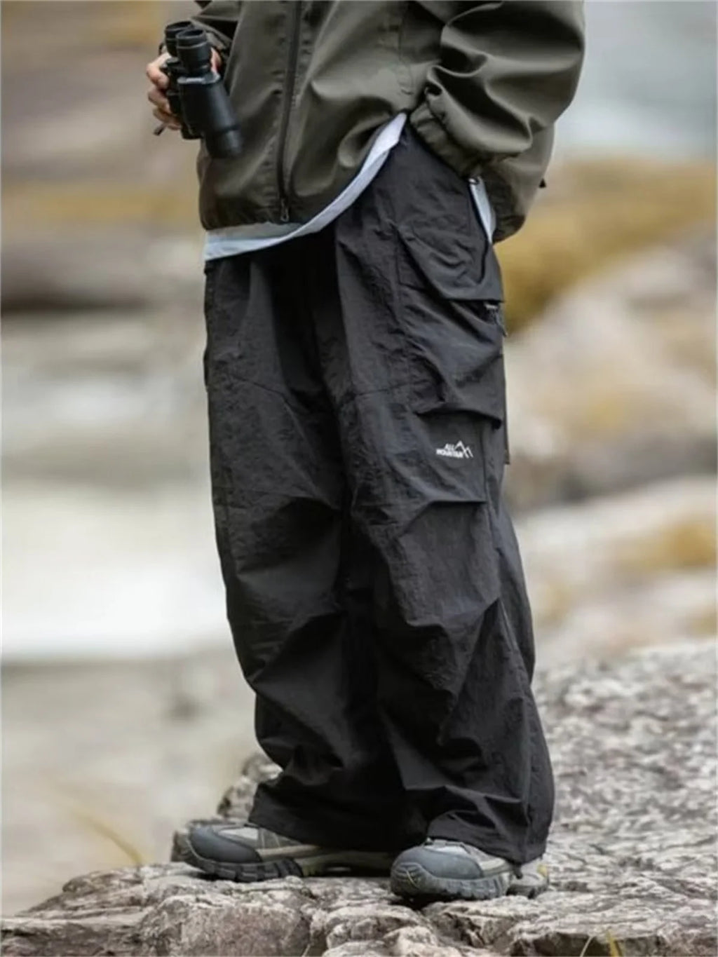 Men's Waterproof Cargo Pants Hip Hop Harajuku – Mountaineering Work Casual Black Spring