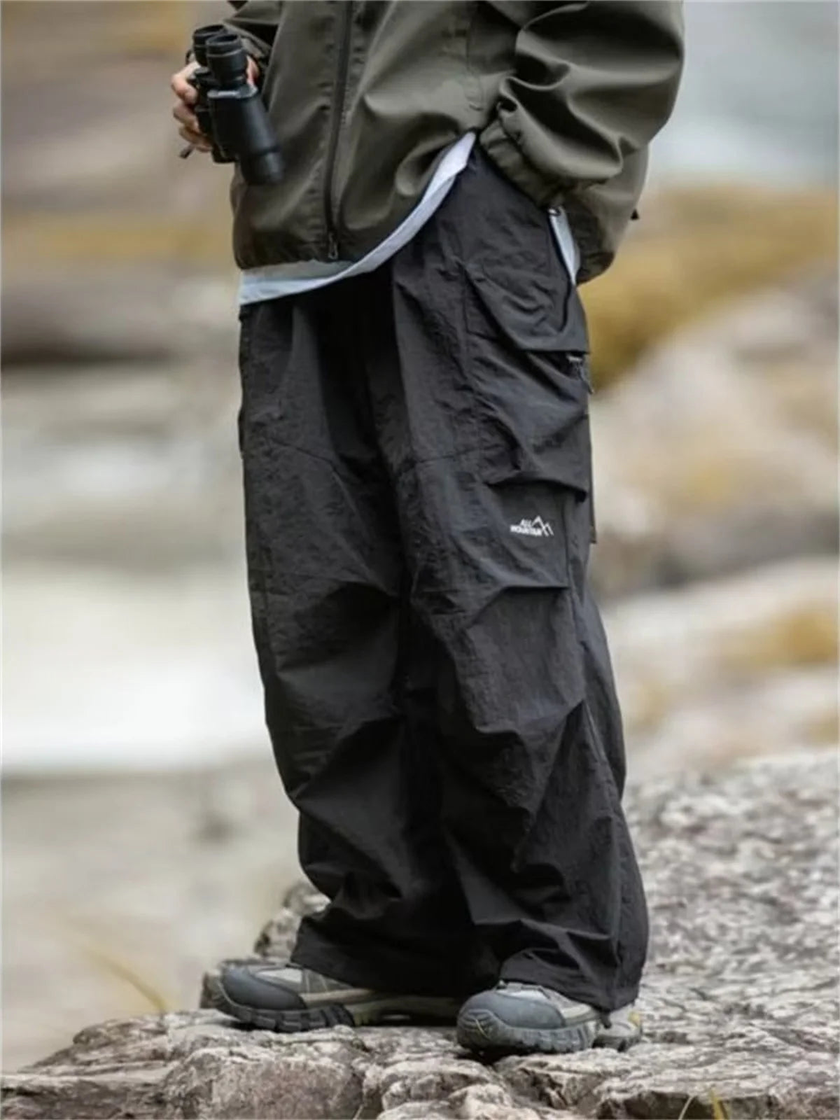 Pantalones Cargo Hombre Impermeables Hip Hop Harajuku – Montañismo Trabajo Casual Negro Primavera