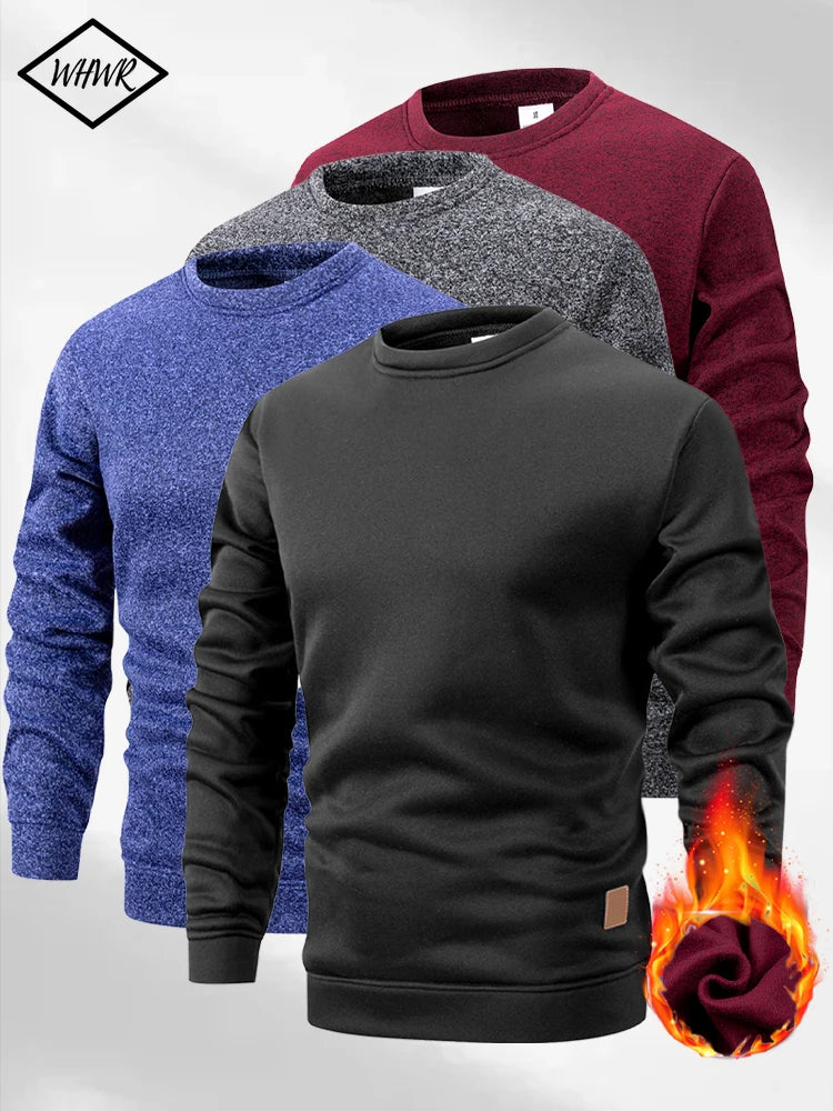Jersey Hombre Cuello Redondo Pull Casual Deportivo – Forro Polar Sólido Primavera Otoño