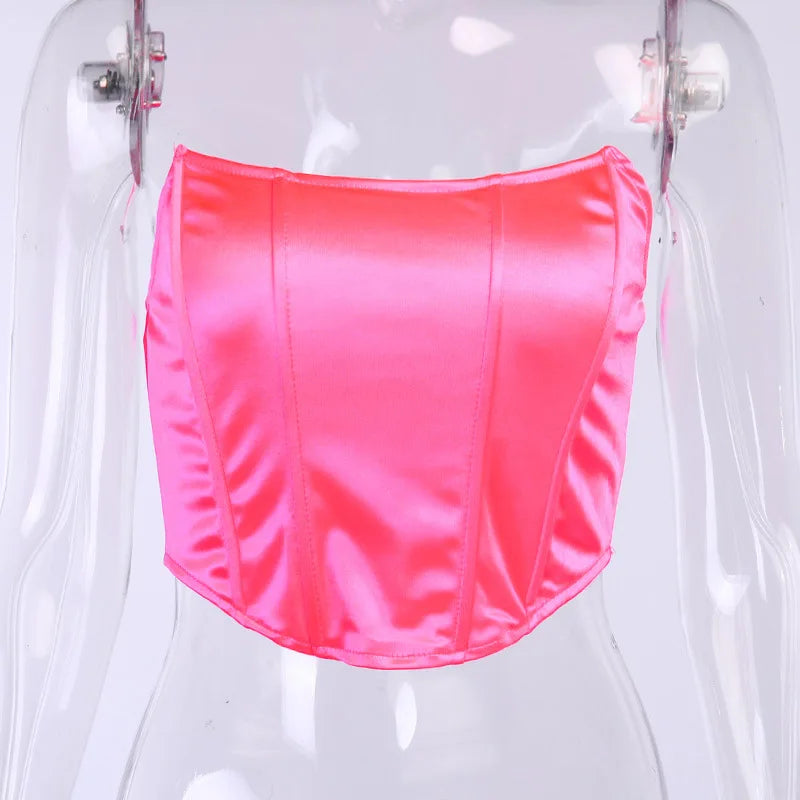 Top Corsé Sin Hombros & Sin Espalda Mujer – Bustier Sexy Color Sólido