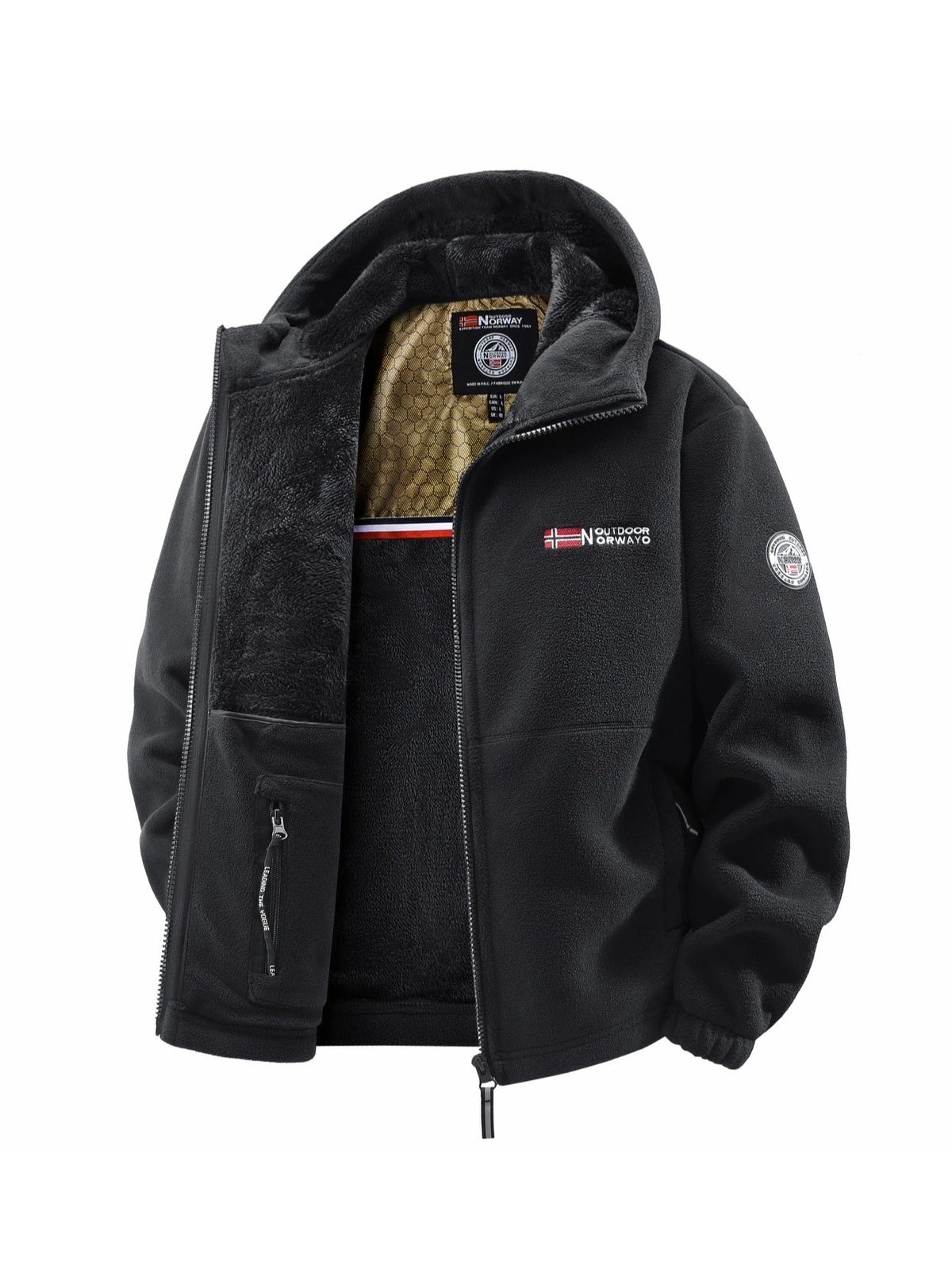 Men's Quilted Hooded Jacket – Casual Streetwear Fall Winter, Solid Colors