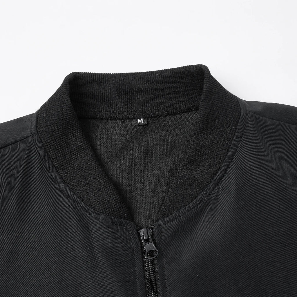 Men's Baseball Jacket Round Neck Short Loose Fit – Lightweight Casual Spring Autumn Size S-XL