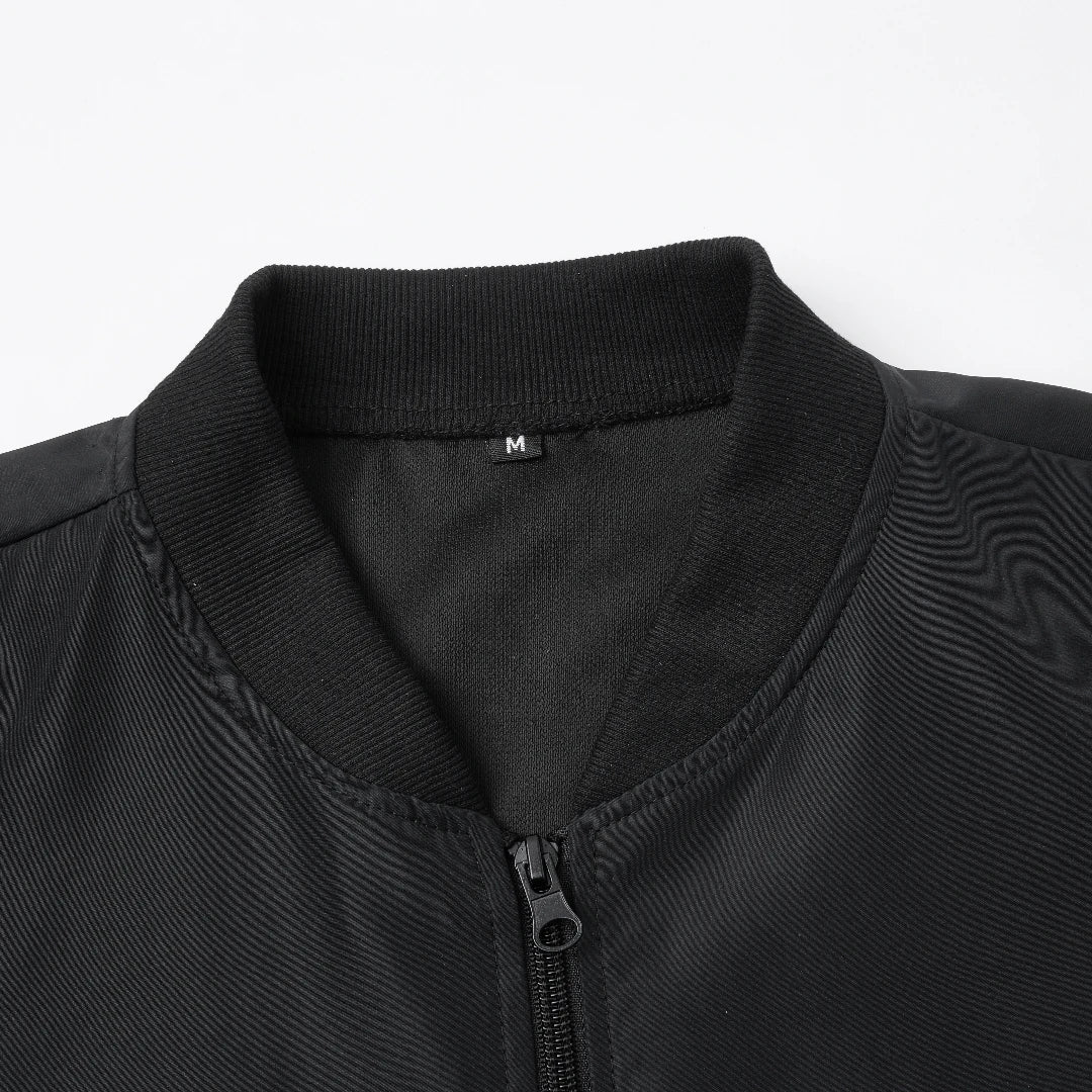 Men's Baseball Jacket Round Neck Short Loose Fit – Lightweight Casual Spring Autumn Size S-XL