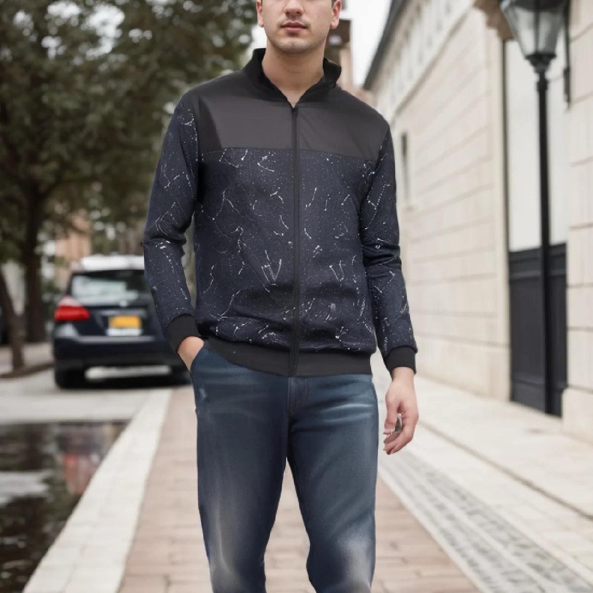 Men's Baseball Jacket Round Neck Short Loose Fit – Lightweight Casual Spring Autumn Size S-XL
