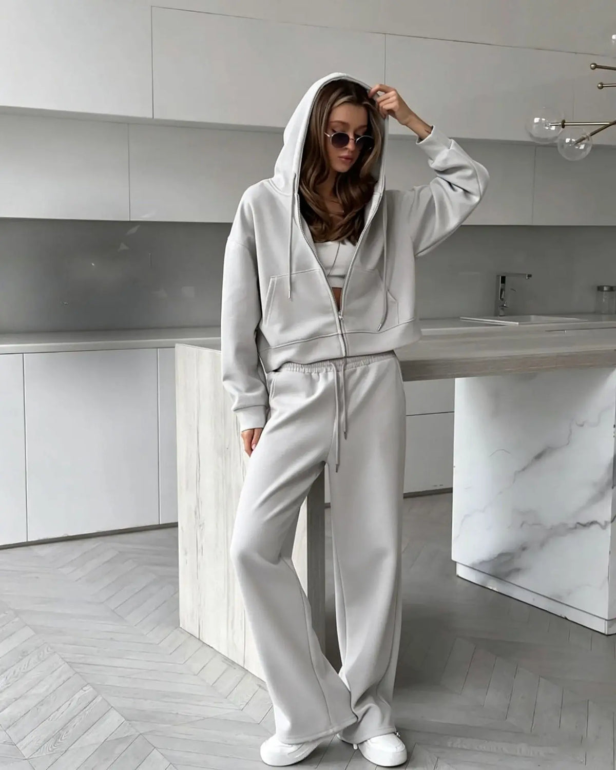 Chaqueta de Chándal con Capucha y Cremallera Amarilla