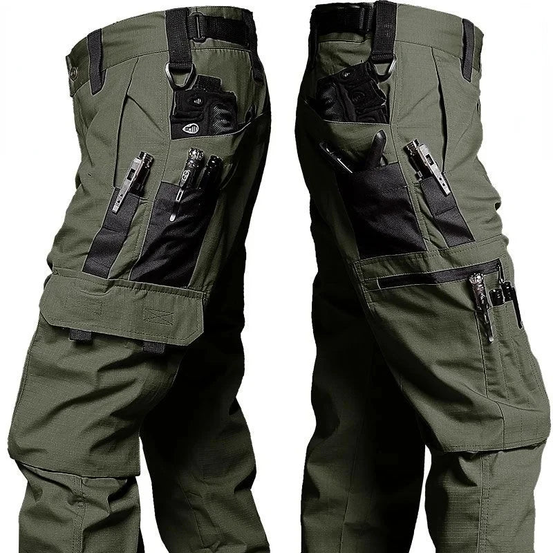 Pantalones de trabajo resistentes al desgaste para hombre: estilo cargo recto multibolsillos, aptos para actividades al aire libre, estilo táctico y casual (primavera/otoño).
