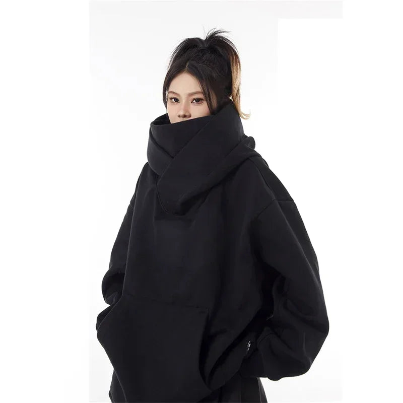 Men's Y2K Oversized Ninja Turtle Turtleneck Hoodie – Vintage Fleece Japanese Hip Hop Streetwear Autumn