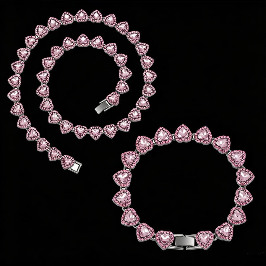 Set Collar & Pulsera Hip Hop con Brillantes – Joya Unisex Tendencia Rock