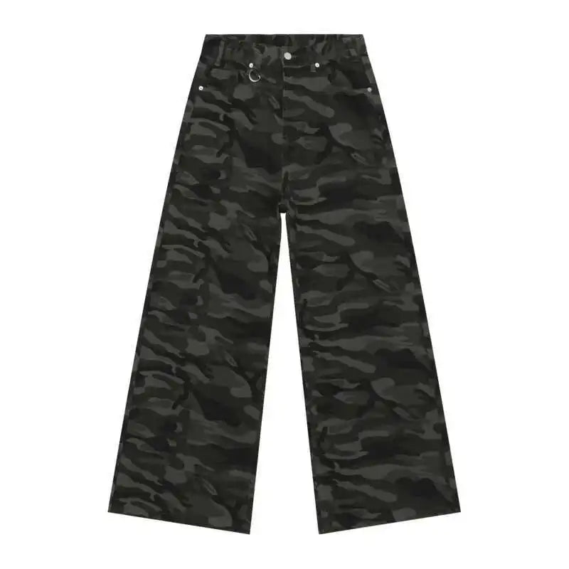 Vaqueros Hombre Camuflaje Pierna Ancha – Denim Casual Vintage Lavado, Talla XS-XL