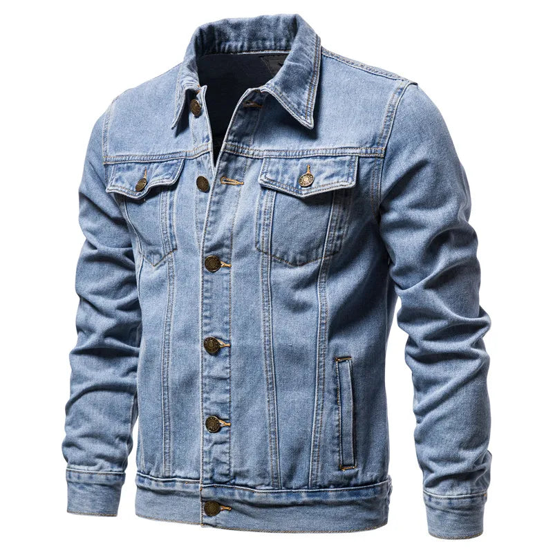 Men's Vintage Motorcycle Denim Jacket 2025 Slim Fit – Fashion Denim Black Blue Autumn