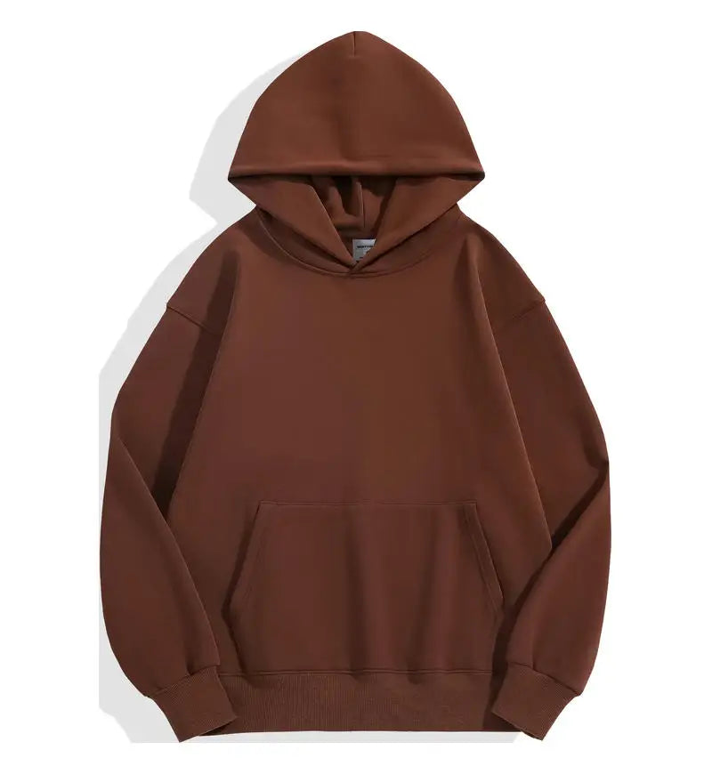 Men's Heavyweight 500GSM Cotton Sweatshirt Solid Color – Premium Thick Autumn Winter Hoodie