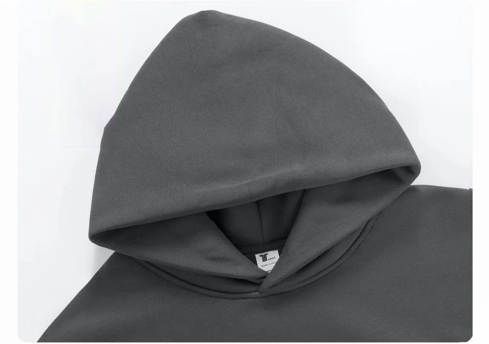 Men's Heavyweight 500GSM Cotton Sweatshirt Solid Color – Premium Thick Autumn Winter Hoodie