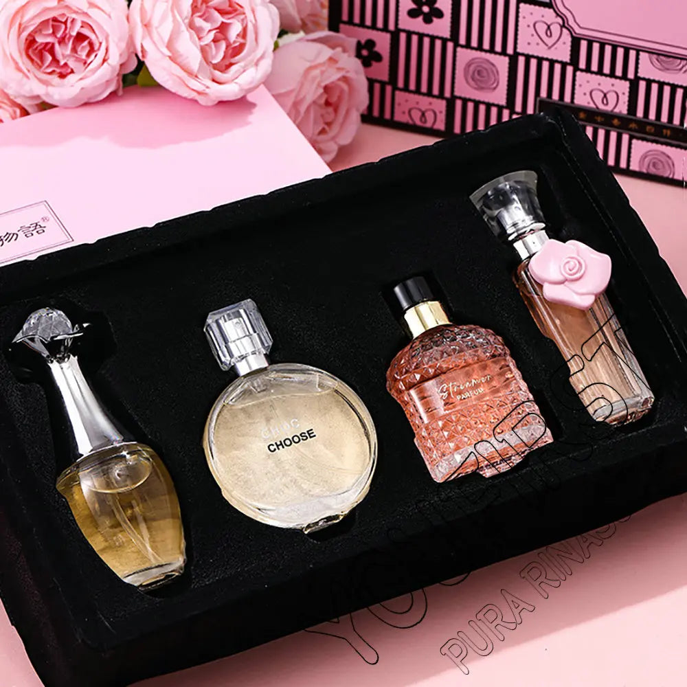 Set Regalo 4 Perfumes Mujer 100ml Floral Natural Fresco – Caja de Lujo Spray Feminino Originales