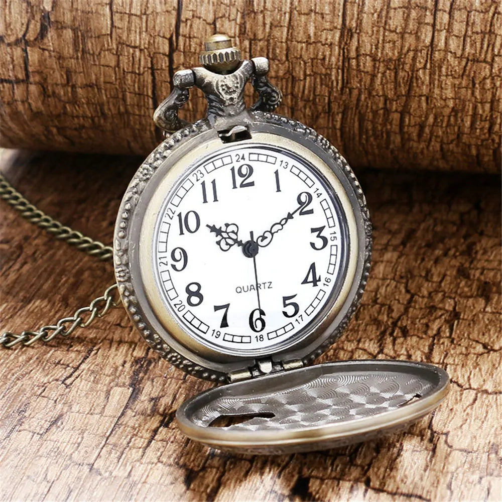 Reloj de Bolsillo Águila Bronce – Colgante Collar Cuarzo, Regalo Unisex Vintage