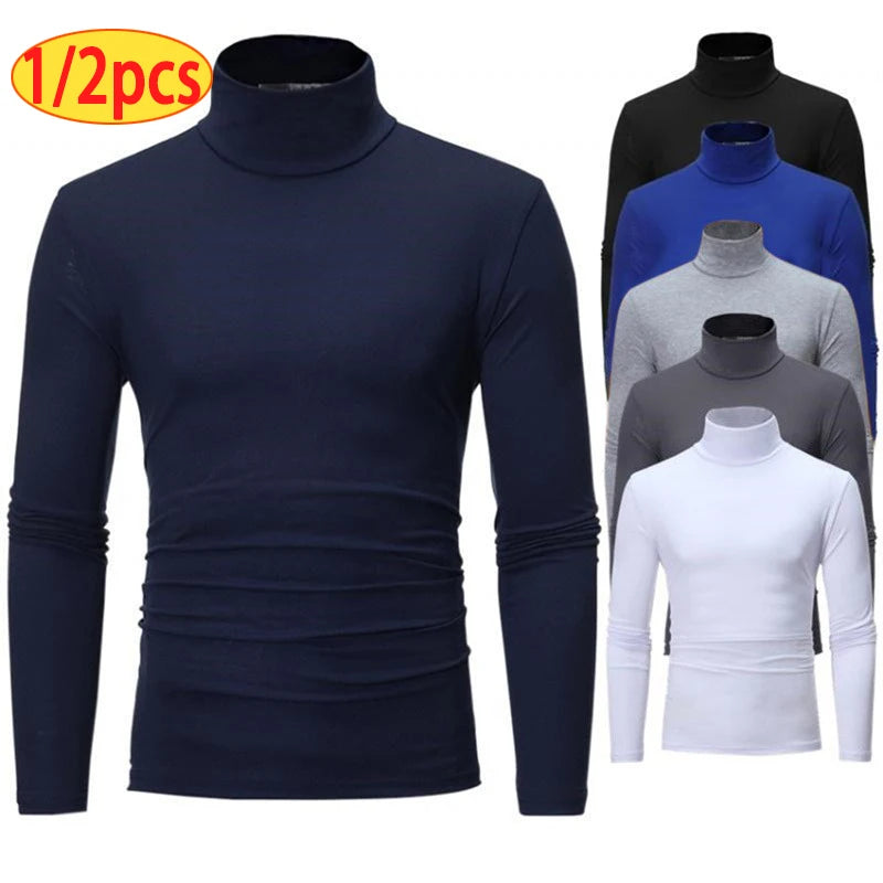 Camiseta Hombre Cuello Alto Manga Larga Slim Fit – Térmica Casual Otoño Invierno