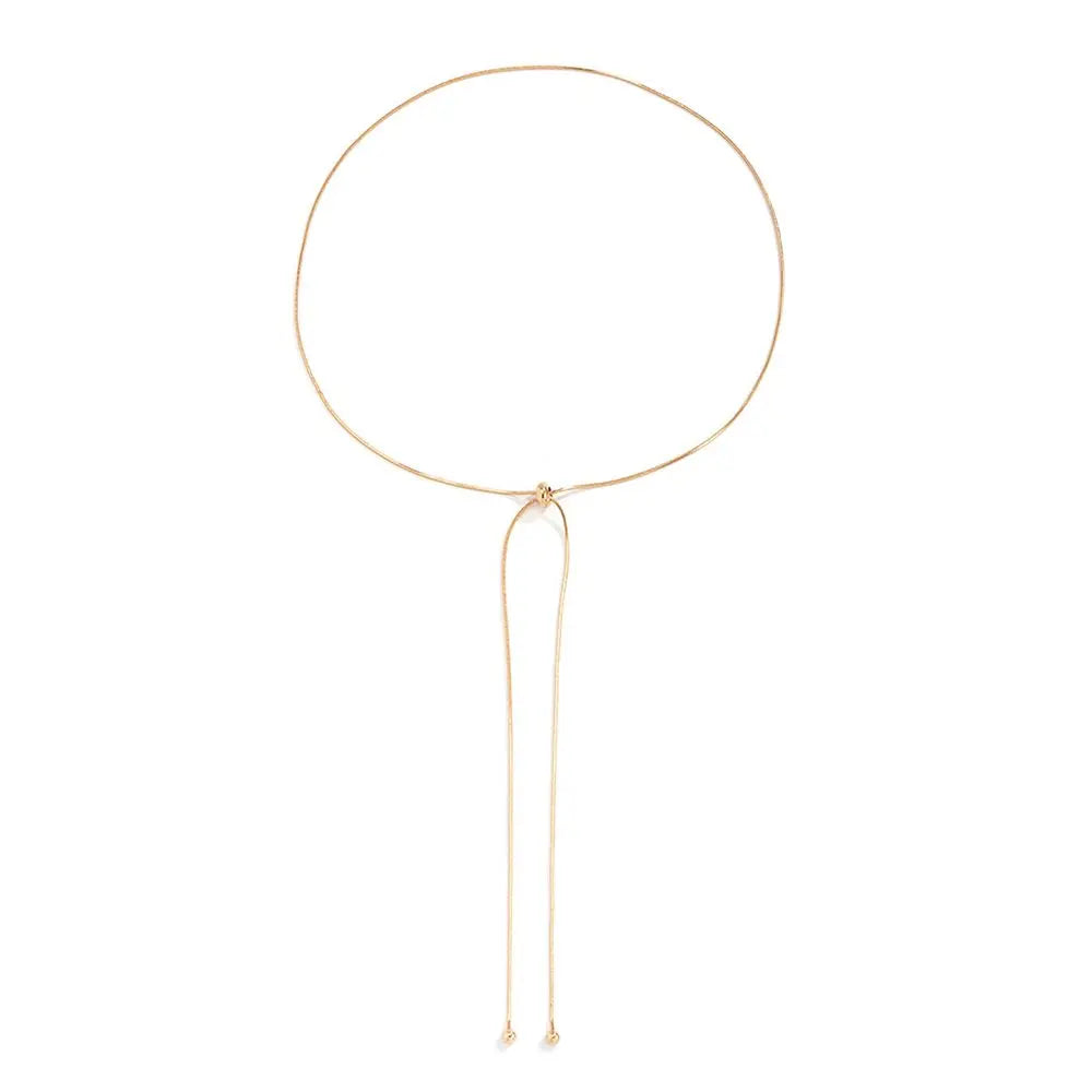 Collar Triángulo con Flecos Boho – Cadena Larga Dorada Clavicular Moda Chic