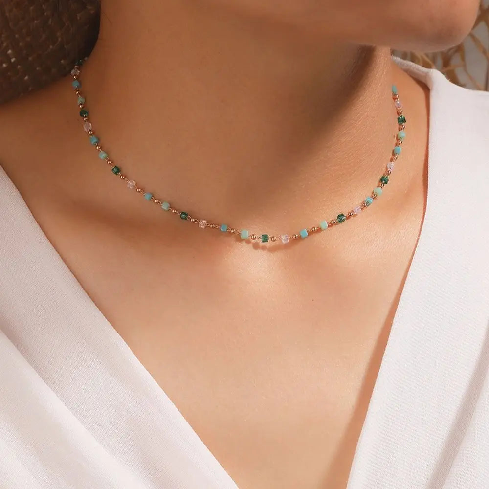 Collar Triángulo con Flecos Boho – Cadena Larga Dorada Clavicular Moda Chic