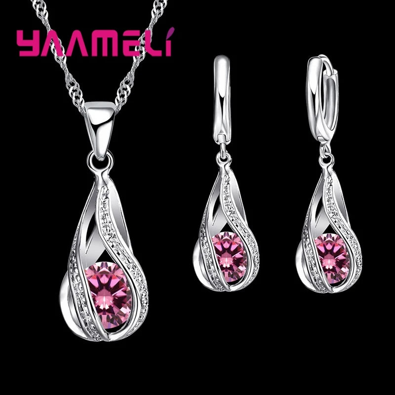 Set Collar & Pendientes Plata 925 con Zirconia – Joya Boda & Fiesta, Regalo