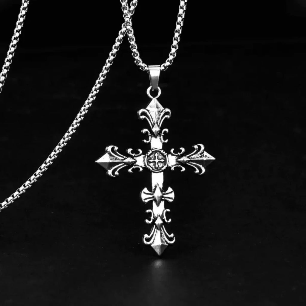 Unisex Punk Cross Necklace – Vintage Silver Streetwear Jewelry, Ideal Gift