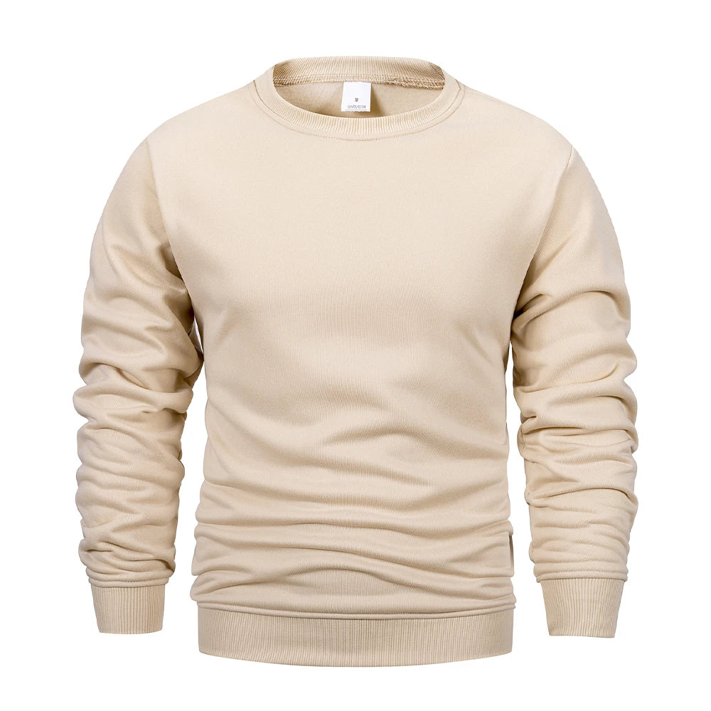 Sudadera Hombre Cuello Redondo Forro Polar Cálida Holgada – Pull Deportivo Sólido Otoño Invierno