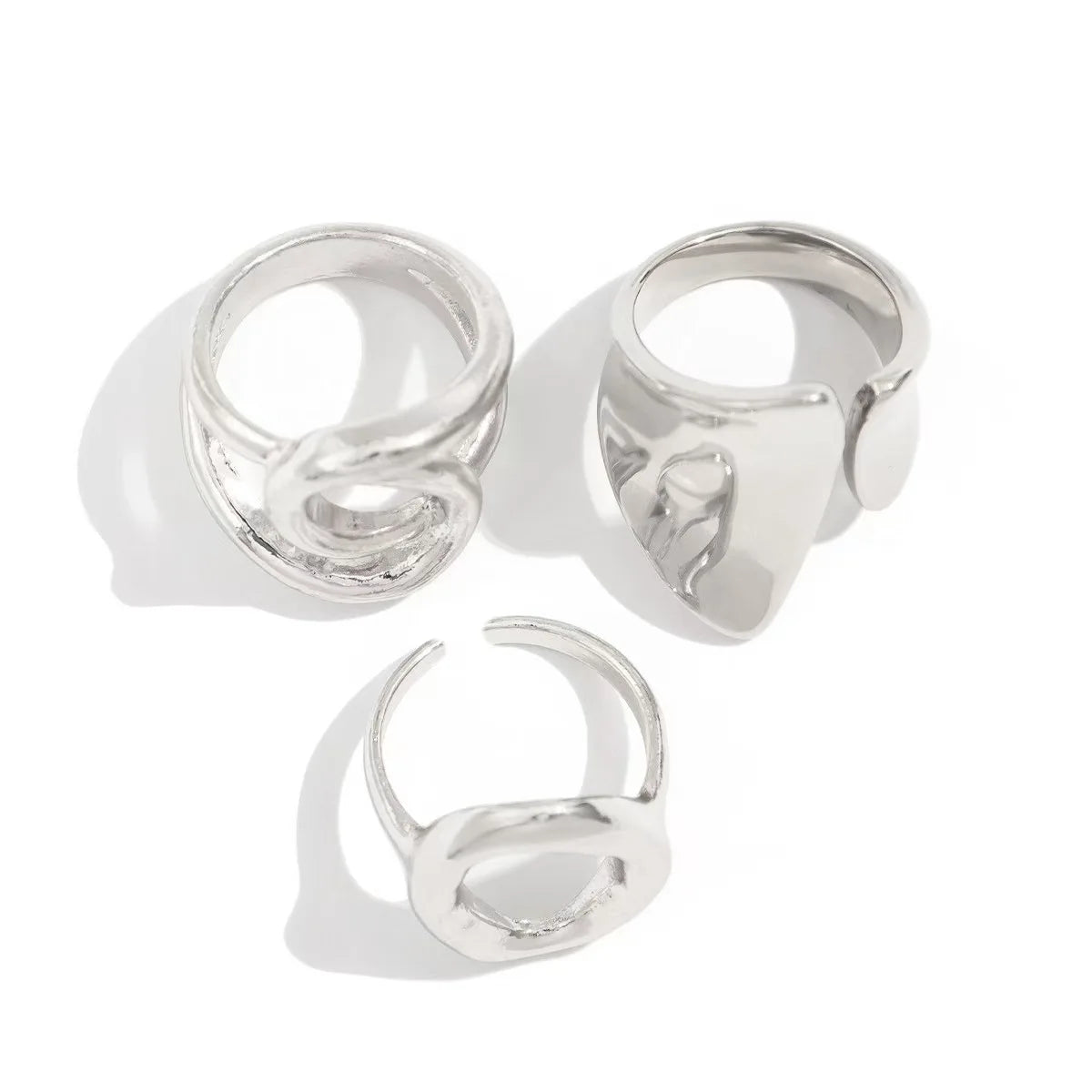 Set de 3 Anillos Punk Geométricos para Mujer – Diseño Asimétrico Minimalista Moda