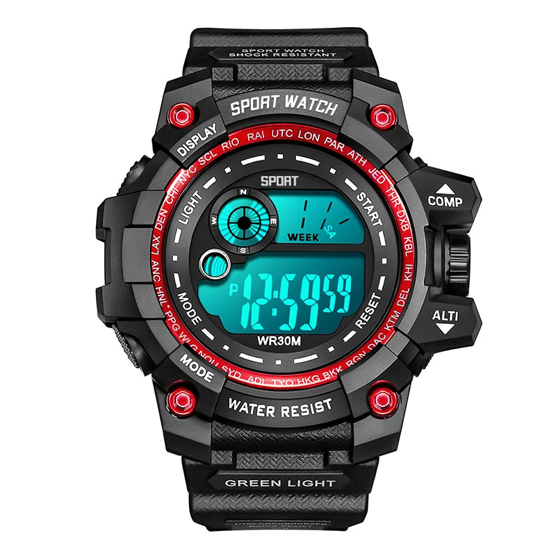 Reloj Digital LED Militar – Luminoso, Deportivo & Resistente al Agua