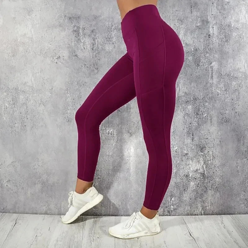Leggings Mujer Yoga Fitness Cintura Alta con Bolsillo – Realza Figura Gym Running Elásticos