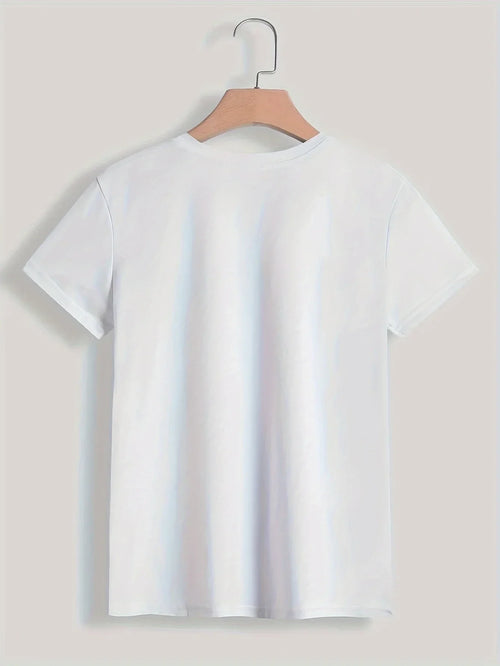 Camiseta estilo Y2K con estampado de París para mujer y chica; manga corta, cuello redondo, prenda casual ideal para primavera y verano.