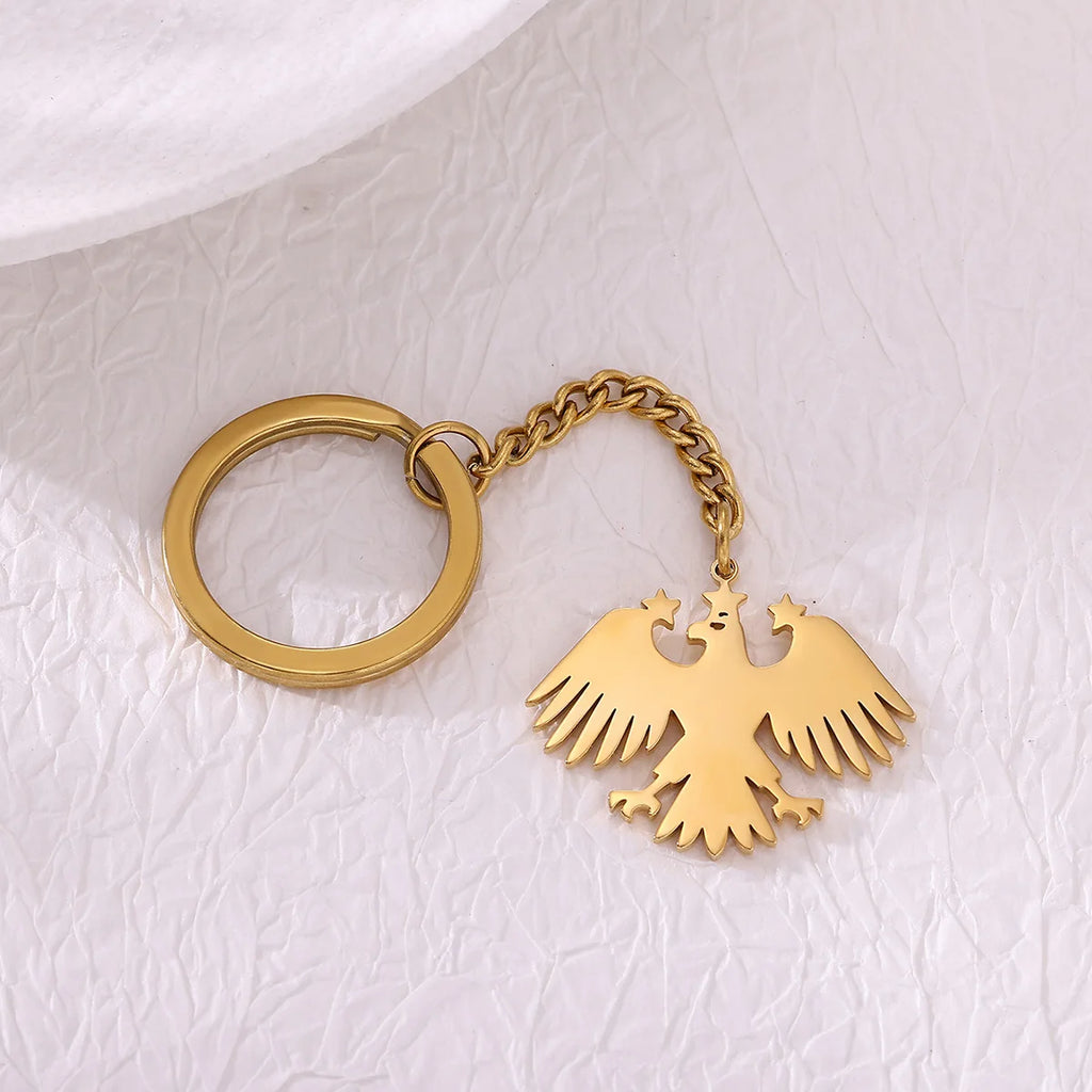Llavero Águila & Estrellas en Acero Inoxidable Dorado – Accesorio Elegante para Mujer