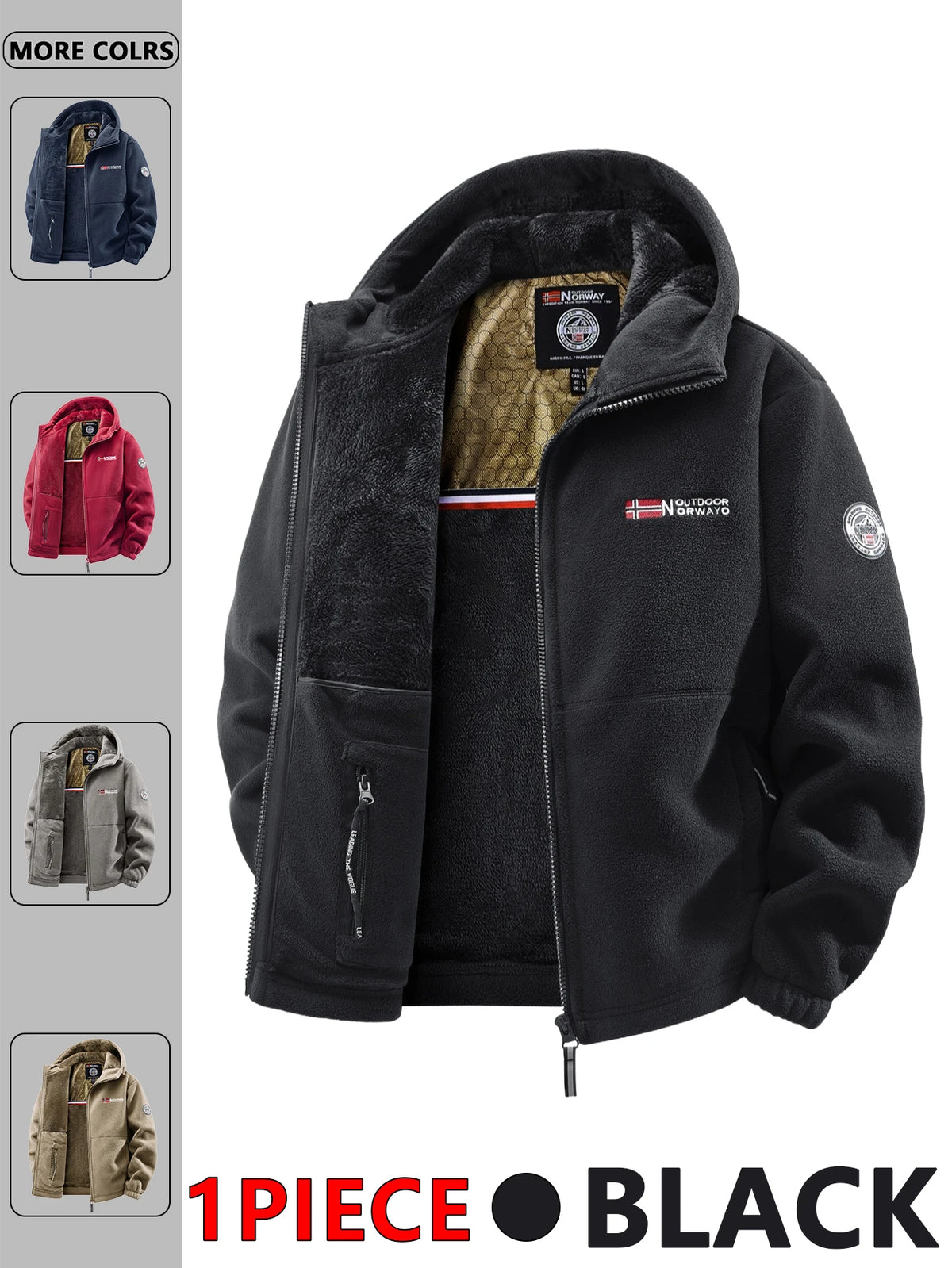 Men's Quilted Hooded Jacket – Casual Streetwear Fall Winter, Solid Colors