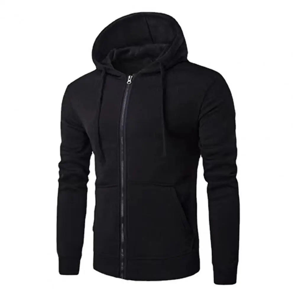 Sudadera Hombre Capucha Cremallera Slim Fit – Casual Otoño Invierno, Colores Sólidos
