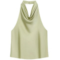 Women's Satin Halter Corset Top – Elegant Backless, Yellow, Pink & Black