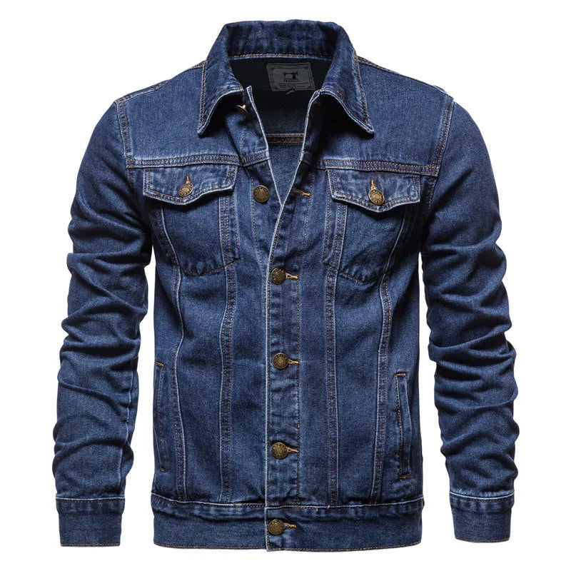 Men's Vintage Motorcycle Denim Jacket 2025 Slim Fit – Fashion Denim Black Blue Autumn