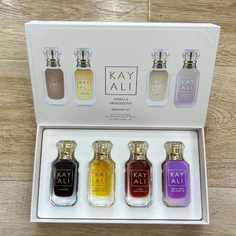 KAYALI Set Perfume Unisex 4x10ml – Floral Frutal Almizcle Vainilla Royal Fresco Elegante Larga Duración