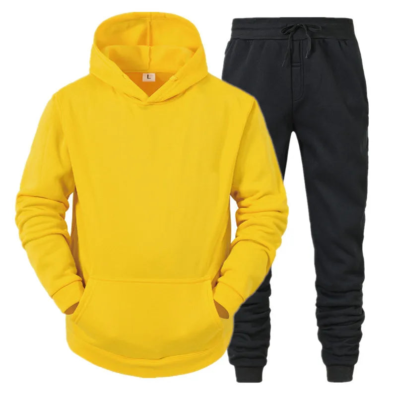 Conjunto Deportivo Hombre Sudadera con Capucha + Pantalones – Chándal Running Jogging Primavera