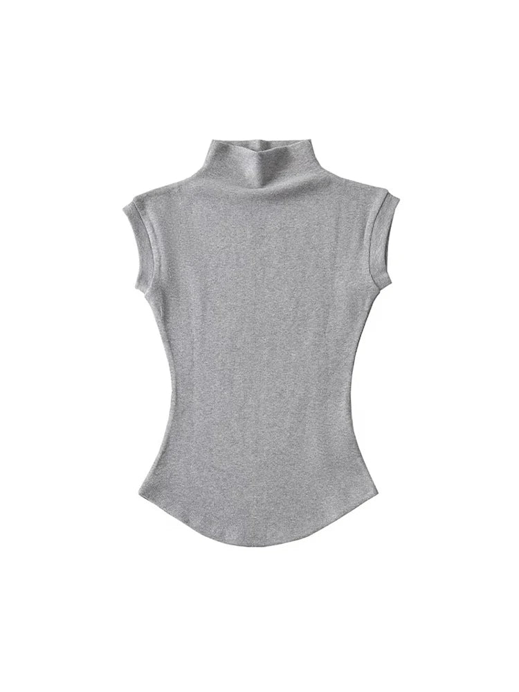 Top Sin Mangas Cuello Alto Slim Fit Mujer – Estilo Streetwear Verano