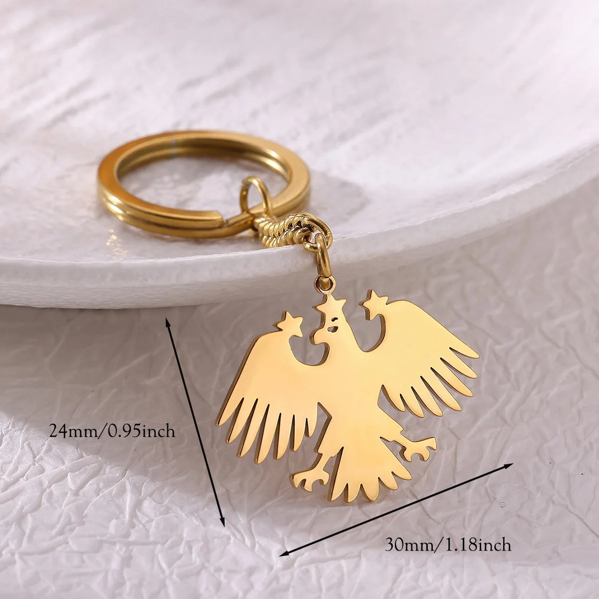 Llavero Águila & Estrellas en Acero Inoxidable Dorado – Accesorio Elegante para Mujer