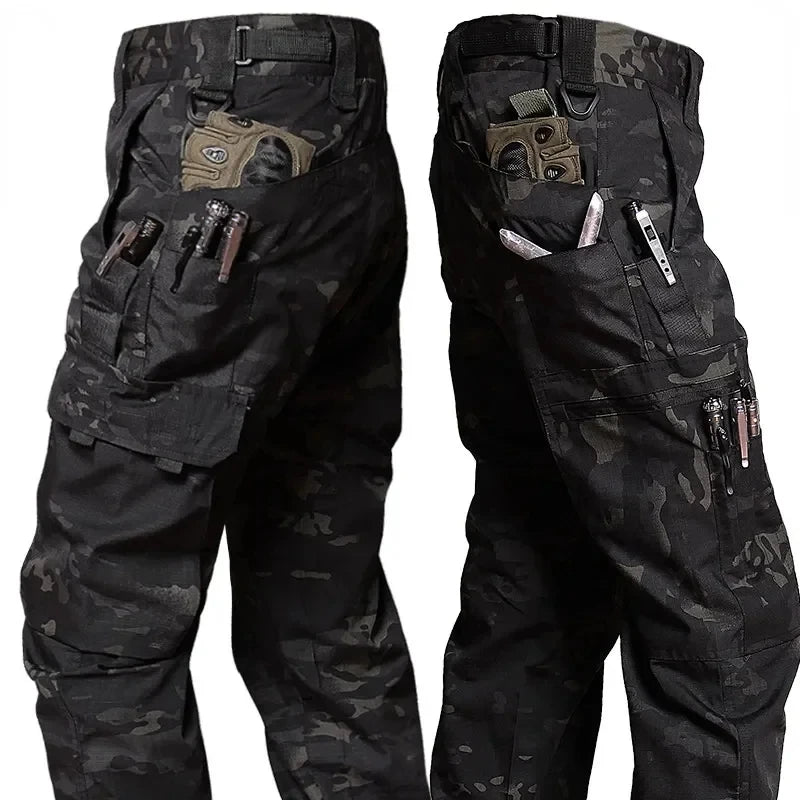 Pantalones de trabajo resistentes al desgaste para hombre: estilo cargo recto multibolsillos, aptos para actividades al aire libre, estilo táctico y casual (primavera/otoño).