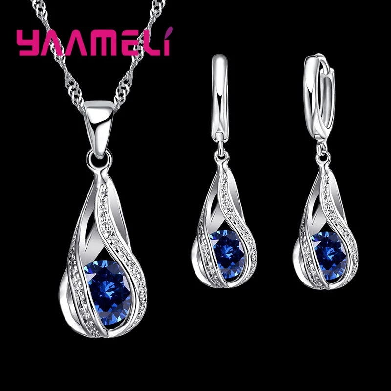 Set Collar & Pendientes Plata 925 con Zirconia – Joya Boda & Fiesta, Regalo